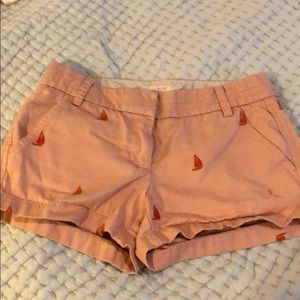 Peach Chino Shorts + Orange Embroidered Sailboats